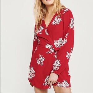 Abercrombie & Fitch Wrap Front Skort Red Floral Romper Sz XS
